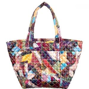 MZ Wallace patchwork print tote with luggage sleeve